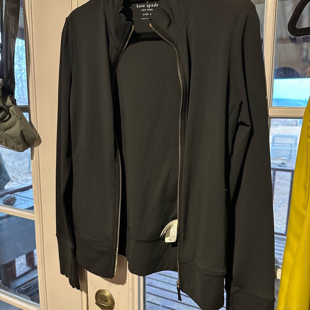 Kate Spade Flora Scalloped Black Zip-Up Jacket